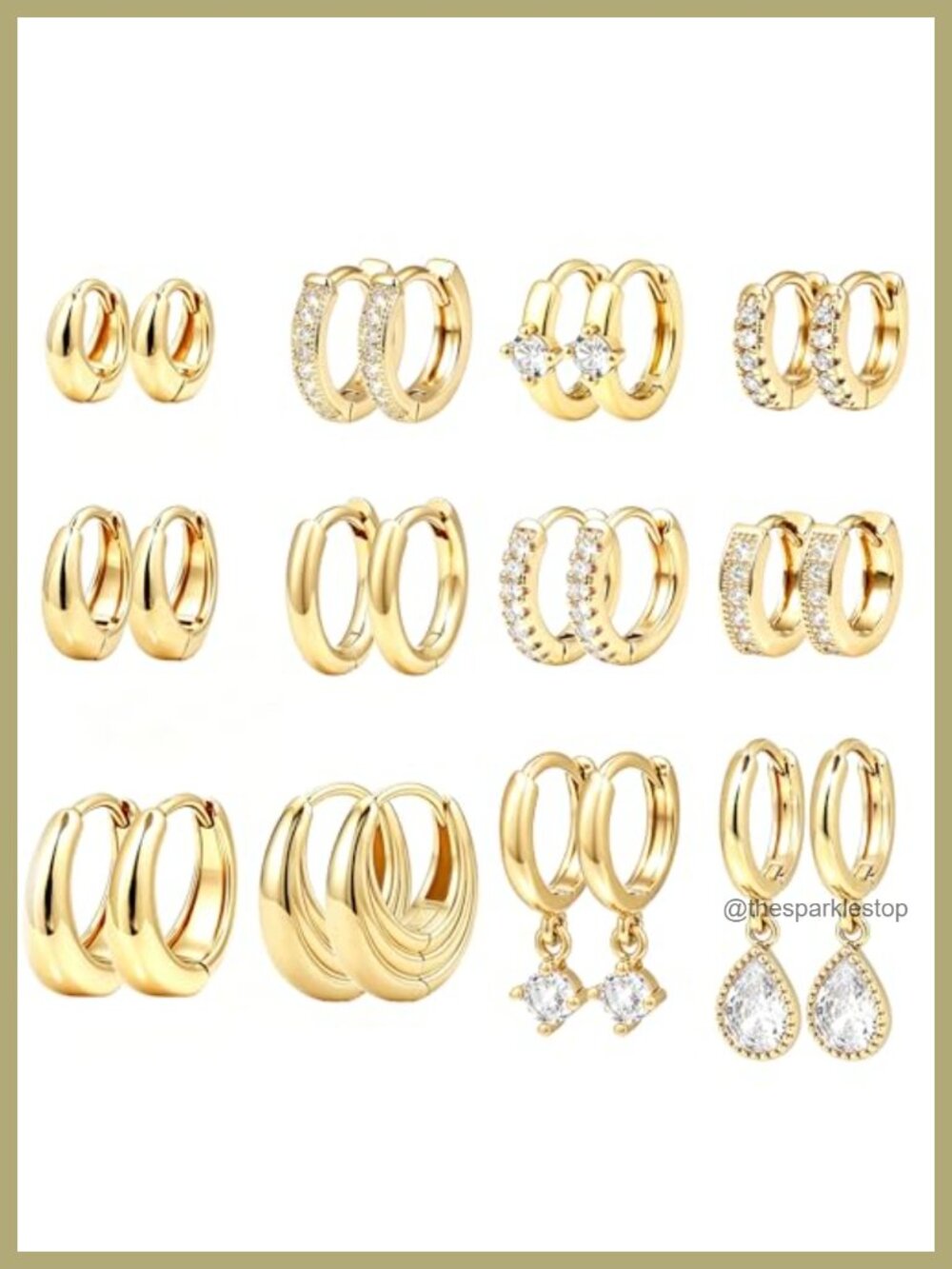 14K Gold Plated Chunky Hoop Earrings Set for Women Hypoallergenic Lightweight